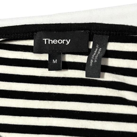 Theory Striped Short Sleeve Dress - Medium - Grey & White - Casual - Picture 7 of 16